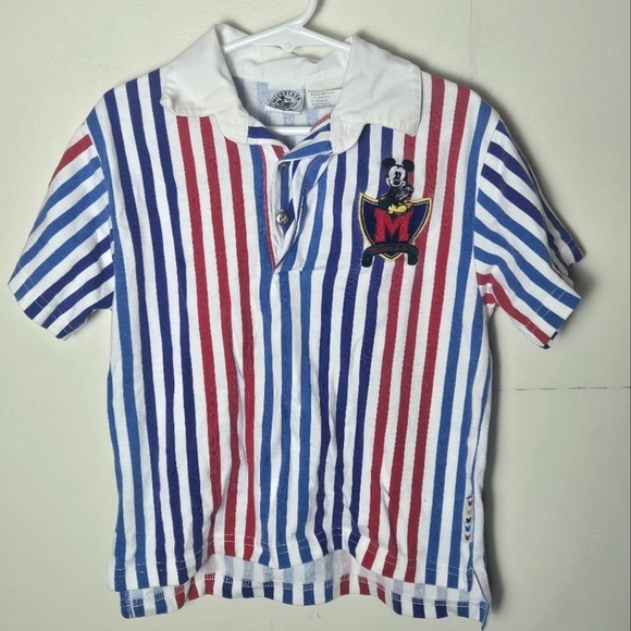 Vintage 90's Boy's/Kid's Disney Mickey & Co Striped Polo Shirt, Size 5/6 - Picture 1 of 4